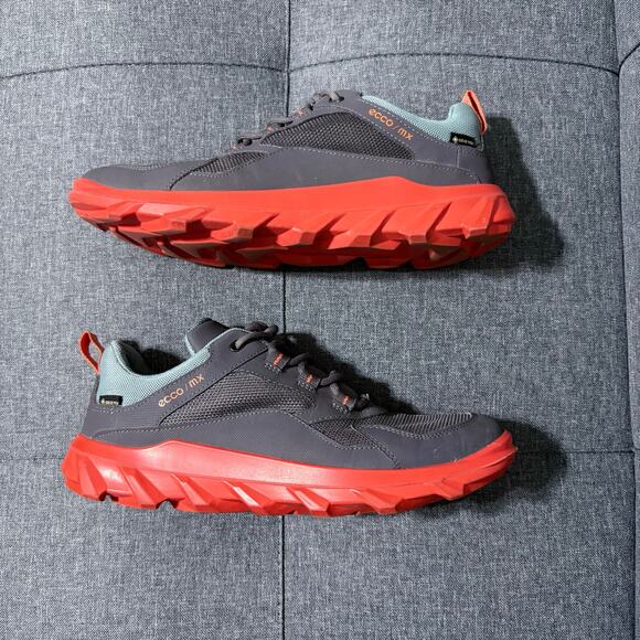 Ecco Show Women US 8-8.5 Gray Orange MX Low GTX Hiking Trail Outdoors Sneaker - Picture 6 of 9